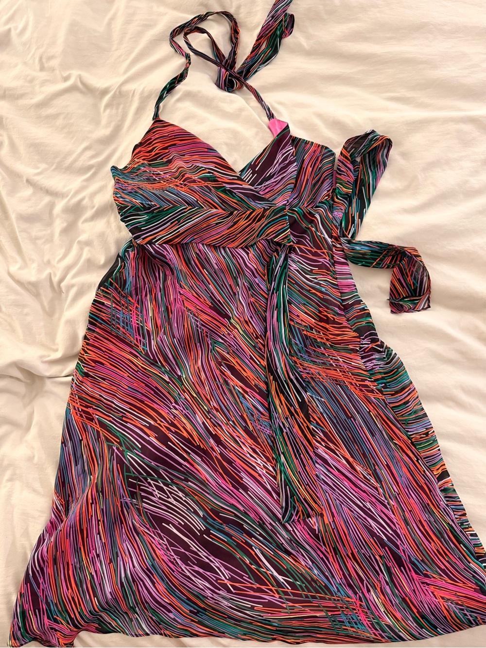Multicolor Halter V-Neck Women’s Dress